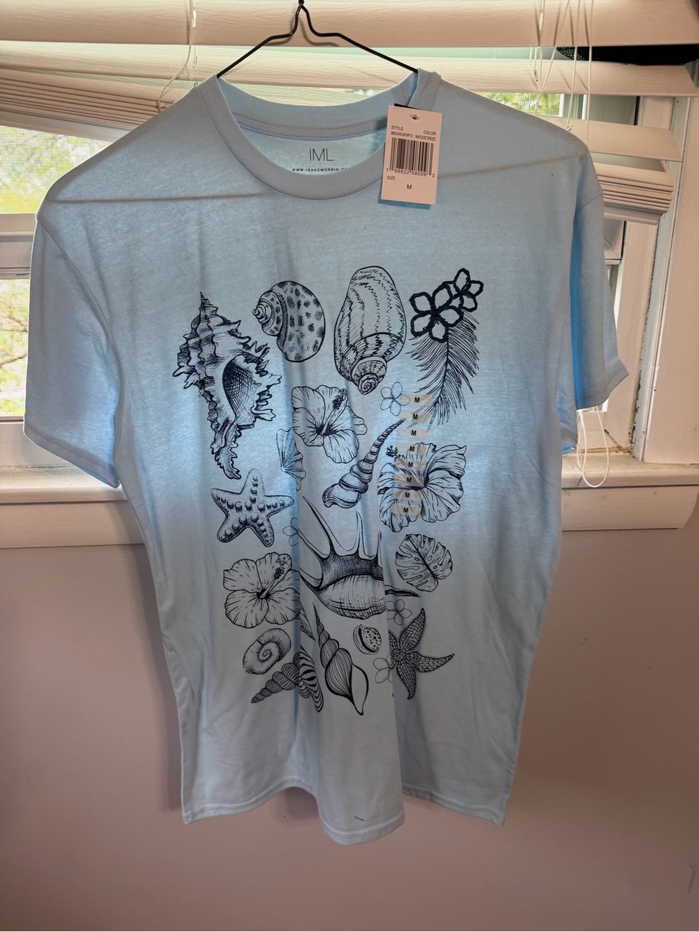 Light Blue Shell-Print Men’s T-Shirt
